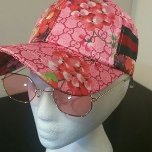 Women's Hiphop Floral pink Hat and Octagon Shades